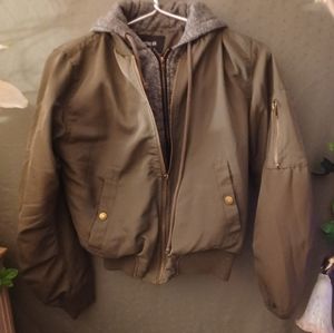 Small olive green and grey bomber jacket
